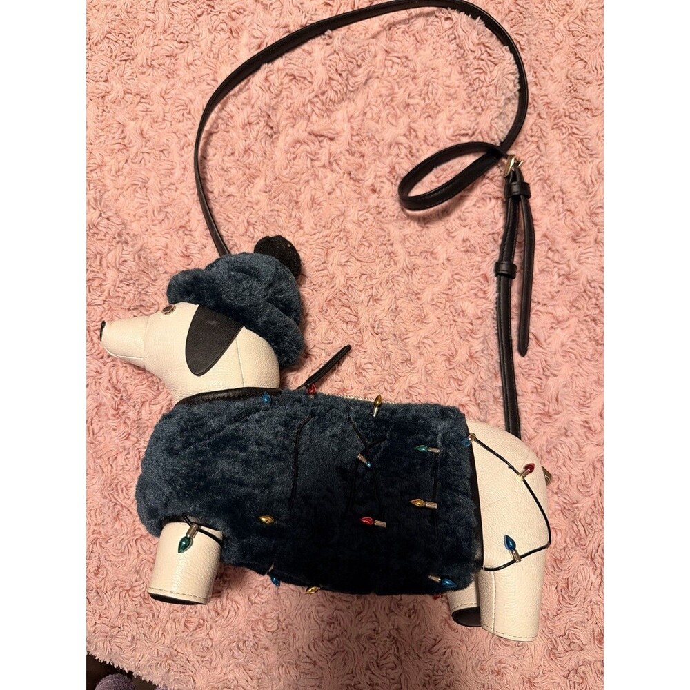 Kate Spade Dachshund Christmas Lights Claude Crossbody Bag Dog Shape Cute